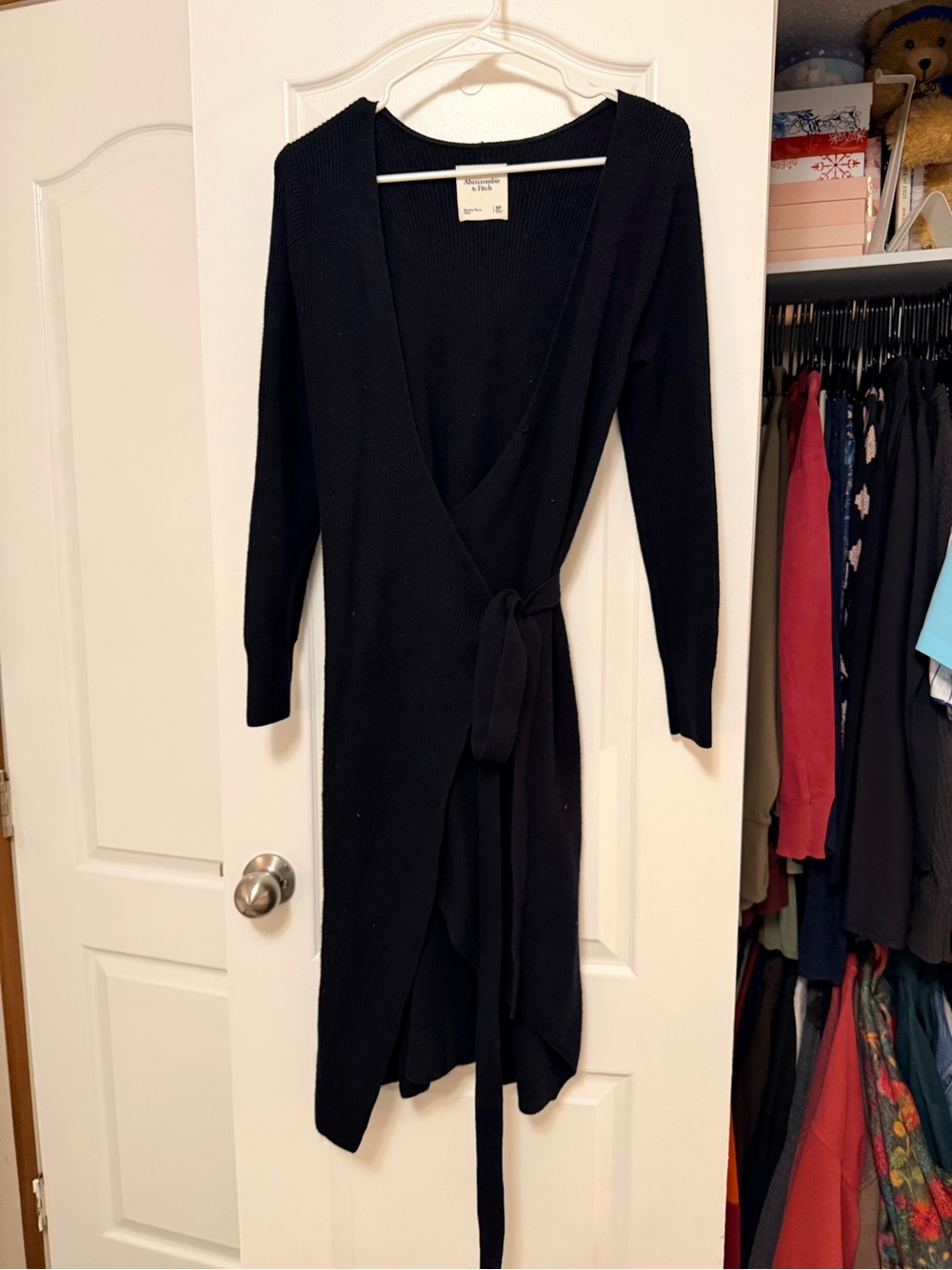Abercrombie & Fitch Black Long-Sleeve Wrap Dress